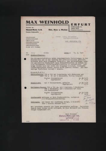 Erfurt brief 1941 - erfurt,, max