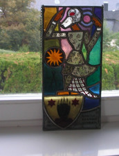 alte Bleiverglasung, Glasbild, Fensterbild aus Nachlass 42,5 x 20,5
