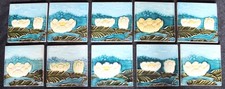 10 x  Fliese Kachel  Antik Jugendstil  Seerose  Relief Bordüre Fliesenspiegel