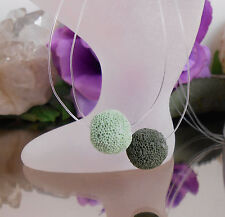 Unsichtbare Kette schwebender Stein LAVA Grün Töne - Nylon transparent