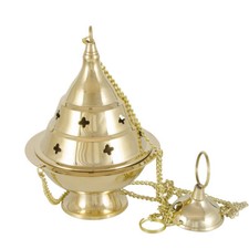 Weihrauchschwenker Messing Gold M. Kette 25cm Ø 9cm Räuchergefäß Handarbeit 2168