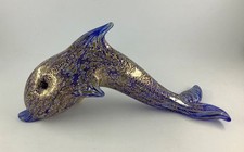 "Gold Rhapsody Dolphin", bezaubernde Murano Glasfigur Delphin mit Goldakzenten