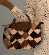 Longchamp Le Pliage Patchwork Handtasche Damen Echtleder & Kuhfell Vintage Bag
