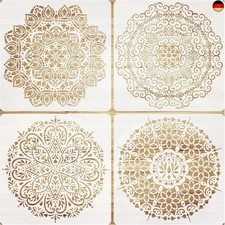 VETPW 4 Große Stencil Mandala Stencil Schablonen Zeichnen Set, Kunststoff 