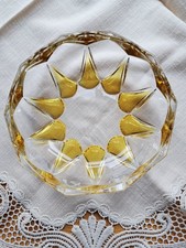 Walther Glas Kristallglas Schüssel Schale gelbes Dekor