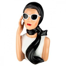 Gilde Figur, Frau, Lady Audrey, Figur, Kunstharz schwarz, weiß, H. 28 cm, Büste,