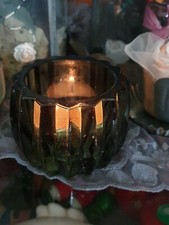 Teelichthalter schwer grün Kerzenhalter  Landhaus Shabby Vintage Windlicht Depot