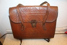 VINTAGE SCHUL TORNISTER, SCHULRANZEN LEDER BRAUN 30/40 JAHRE! RELIKT VON DAMALS!