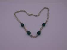 massive  Kette / Collier / Neklace  Silber 835 punziert mit grün Achat