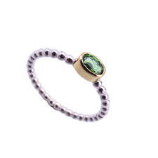 romantischer Sammelring aus Silber und Gold mit Tsavorit, Verlobungsring