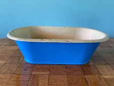 Alte Badewanne Blech blau  Puppenstube Puppenhaus 1:12 dollhouse bath tube