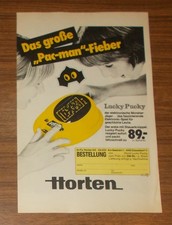 Seltene Werbung Horten LUCKY PUCKY Electronic PAC-MAN Spiel + Steuerknüppel 1982