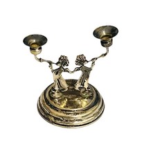 800/- Silber Mini Kerzenständer, Kandelaber, Engel Antik, Handarbeit.