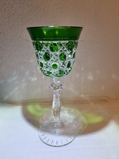 Val Saint Lambert Bleikristall  Überfang Weinrömer Grün Kristallglas 19,5 cm TOP