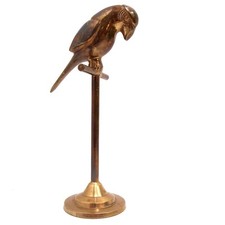 Papagei Messing massiv goldfarben Vogel Sittich Sitzstange Dekoration 23 cm Tier