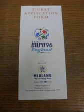1996 Euro 96: Offizielles Europameisterschaften 1996 Ticket Anmeldeformular, 8 Pa