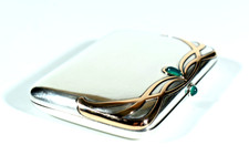 Jugendstil Art Nouveau Silber Gold ZIGARETTENETUI ° Dekor wohl Hans Christansen