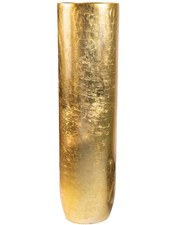 Pflanzkübel Bodenvase SOLERIO Fiberglas 33x33x120 cm Blattgold Rund