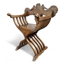 Neo Renaissance Gründerzeit Scherenstuhl Messing Intarsien Thronstuhl Um 1880