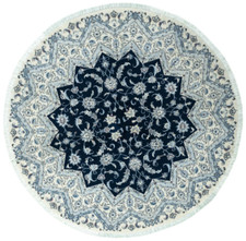 Perserteppich Nain 9 LA mit Seide - Sehr Fein 200 x 201 cm Top Zustand - blau