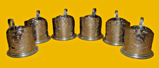 6 x alte Teeglashalter * floral * Schott Glaseinsätze * silberfarben * Messing *