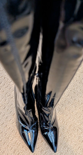 Black stretch thigh high boots - thigh,