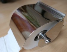 Vintage WC-Papierhalter Toilettenpapier-Halter Chrom mit Deckel gezahnt