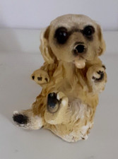 STATUE CREME WELPE HUND TIER  GARTEN ORNAMENT SKULPTUR