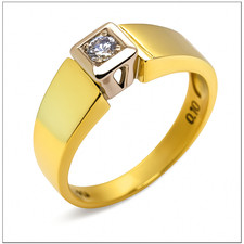 14K 585 Bicolor Gold Solitär