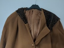 Mantel Braun Camel Kapuze Leo Peter Hahn 52 Vintage Boho Retro Edel Modern 80er