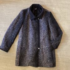 Glamouröser Mantel mit Wolle Steilmann 42 XL Pailletten schwarz grau