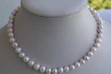 A19 41 cm 8-9 mm Süßwasser Perlenschmuck Halskette Perlenkette Collier Ketten