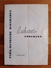 Cabaret Programm  Park Betriebe Wiesbaden Juni 1957