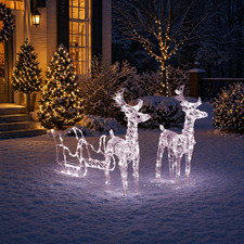 LED Rentier Schlitten Set