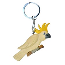 Kakadu Papagei Vogel Schlüsselanhänger Taschenanhänger aus Holz