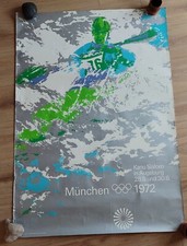 Plakat Olympische Spiele 1972 München, Kanu, DIN A0, starke Gebrauchsspuren 