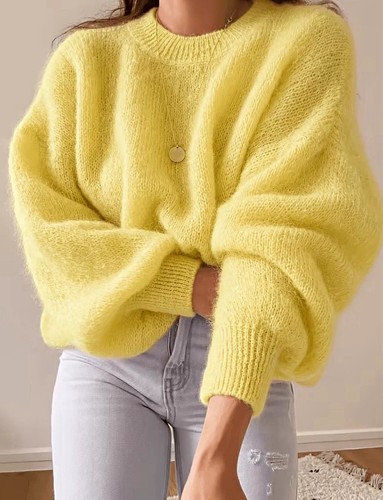 Damen strickpullover gelb - strickpullover,