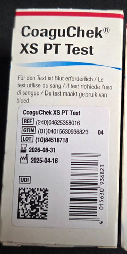 Roche coaguchek test - coaguchek, pt