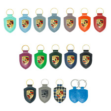 Original Porsche "Wappen - Schlüsselanhänger", #Echtleder, verschiedene Farben