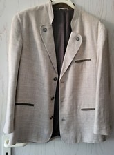 Trachtenjanker in beige in Größe 54-56. Material Viskose/ Leinen