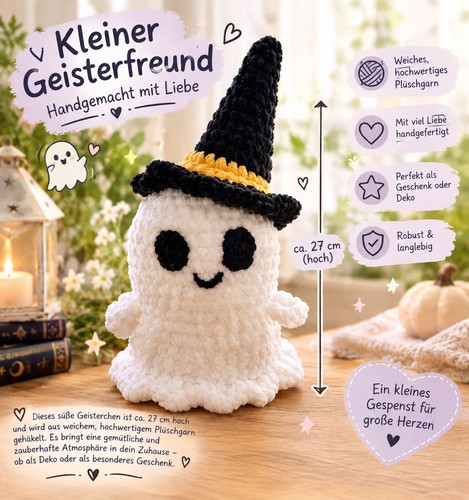Gestrickter geist mit hexenhut - geist,