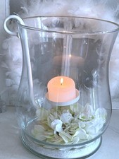 Großer Kerzenhalter Teelichthalter z. Einhängen in Windlicht Metall Weiß, 25 cm