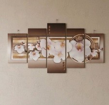  XXL Orchideen BILD 5-TEILIG 2m Kunstdruck Blumen LEINWAND BILDER Wohnzimmer