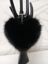 Nerz Herz Pelz Accessoires  Geschenkidee Taschen Schlüsselanhänger Fast Schwarz