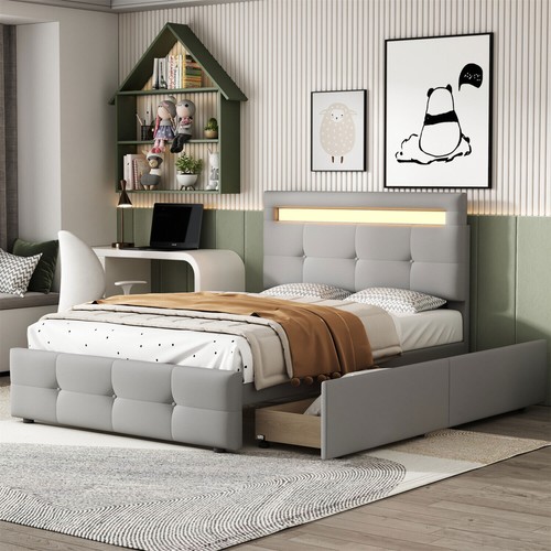 Led polsterbett kinderbett - polsterbett,