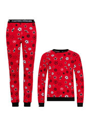FC Bayern München Kinder Schlafanzug Rot Allover Pyjama langarm FCB - Gr. 116