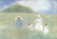 AUF DER MOHNWIESE / Mutter und Kinder auf blühender Wiese - Künstler: HEIDE DAHL