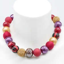 Halskette rot, gold, lila Perlenkette "Berry Gold" Made in Germany Materialmix