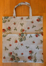Stofftasche Einkaufstasche Stoffbeutel Handmade * beige mit Erdbeeren