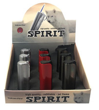 Gasfeuerzeug " Spirit " Volcan Fire, 3 Farben Piezo Metall edel Gas Jet